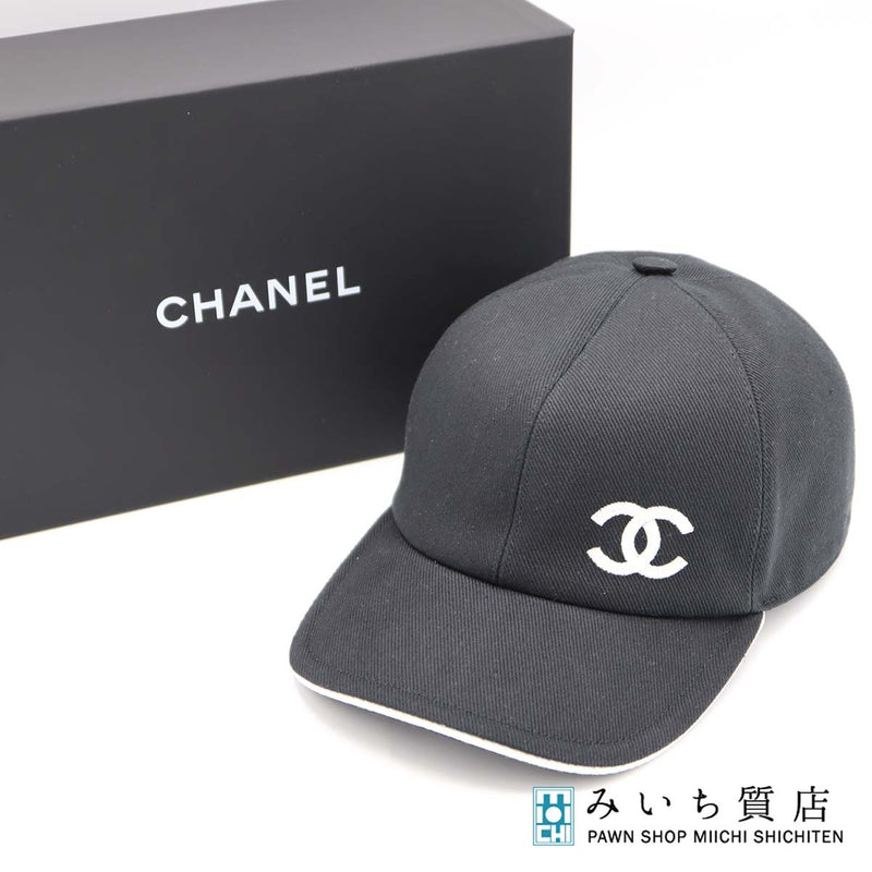 CHANEL シャネル キャップ 帽子 デニム コットン ブラック レディース