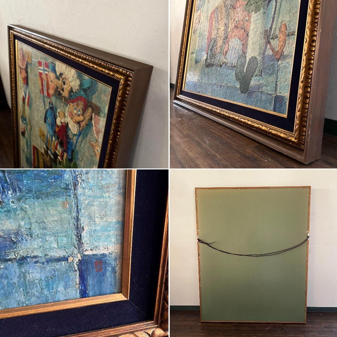 額装油彩画 栗家功「人形の窓」50号F型 大型 額縁 ピノキオ | Living