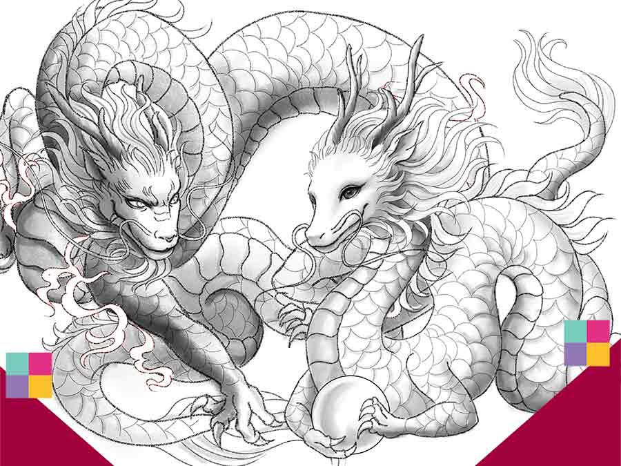 うつくしい龍のイラストの描き方】アクリル絵の具で着彩│動画も含めて