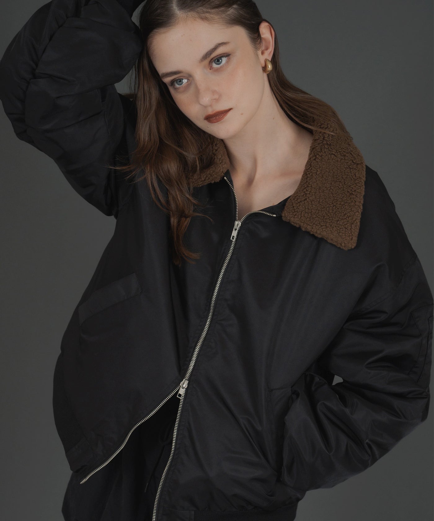 襟ボア付きバイカラーMA-1ミリタリー中綿ジャケット – Mili