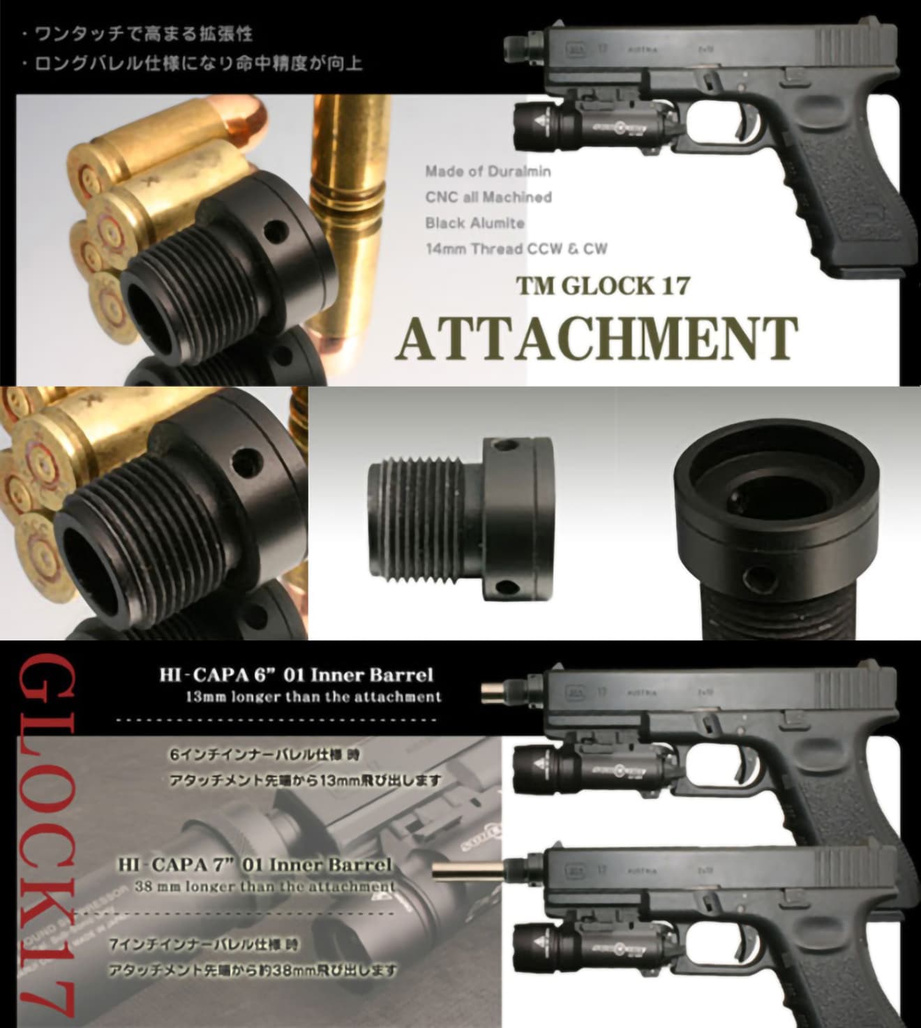 PDI サイレンサーアタッチメント 東京マルイ GBB G17用 [対応ネジ