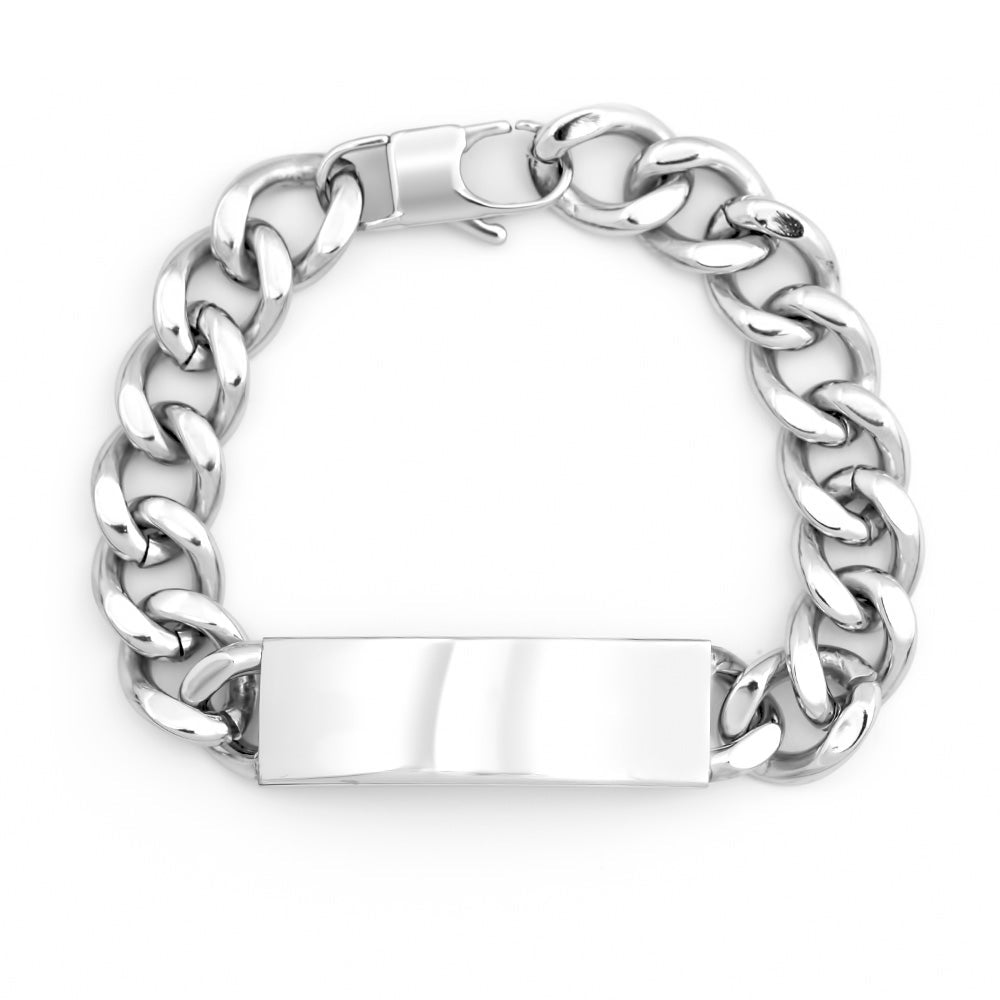 Mens Stainless Steel Curb Link ID Bracelet – Mill Rock East