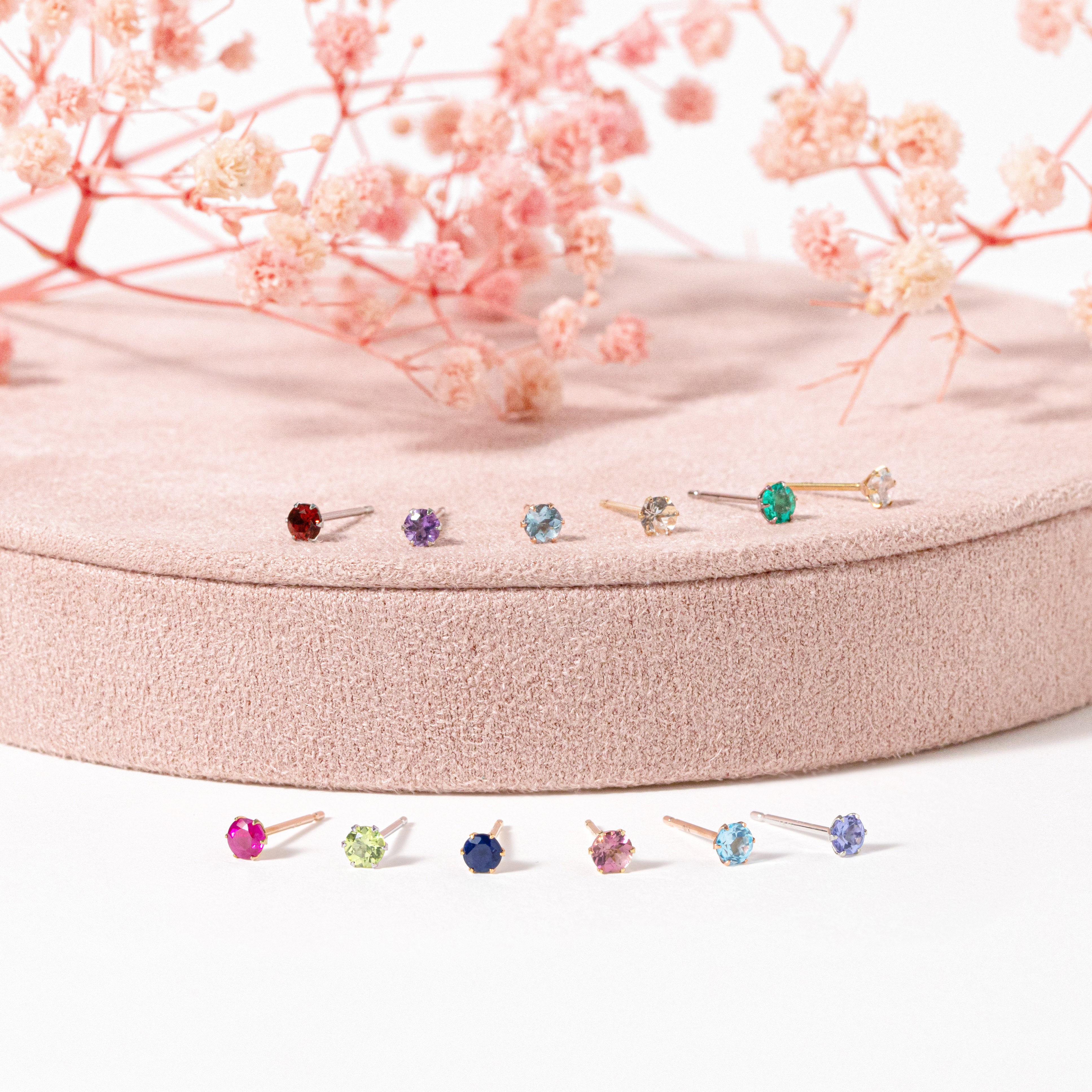 10月誕生石 K10 イエローゴールド ピンクトルマリン ピアス