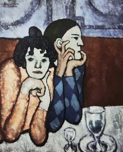 パブロ・ピカソ、 アルルカンと女友達、希少な額装用画集より、新品