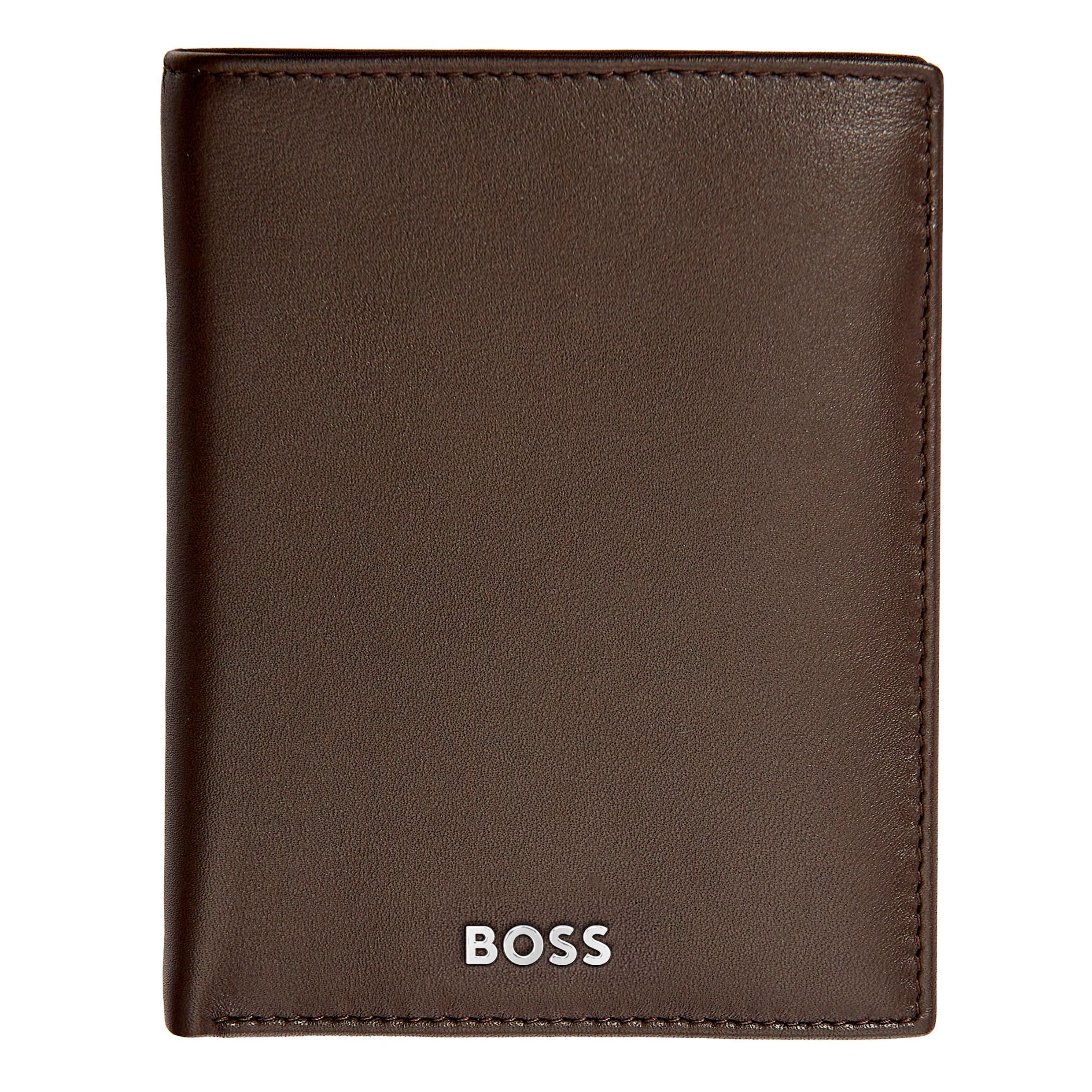 Hugo Boss Classic Smooth Brown Card Holder with flap and money