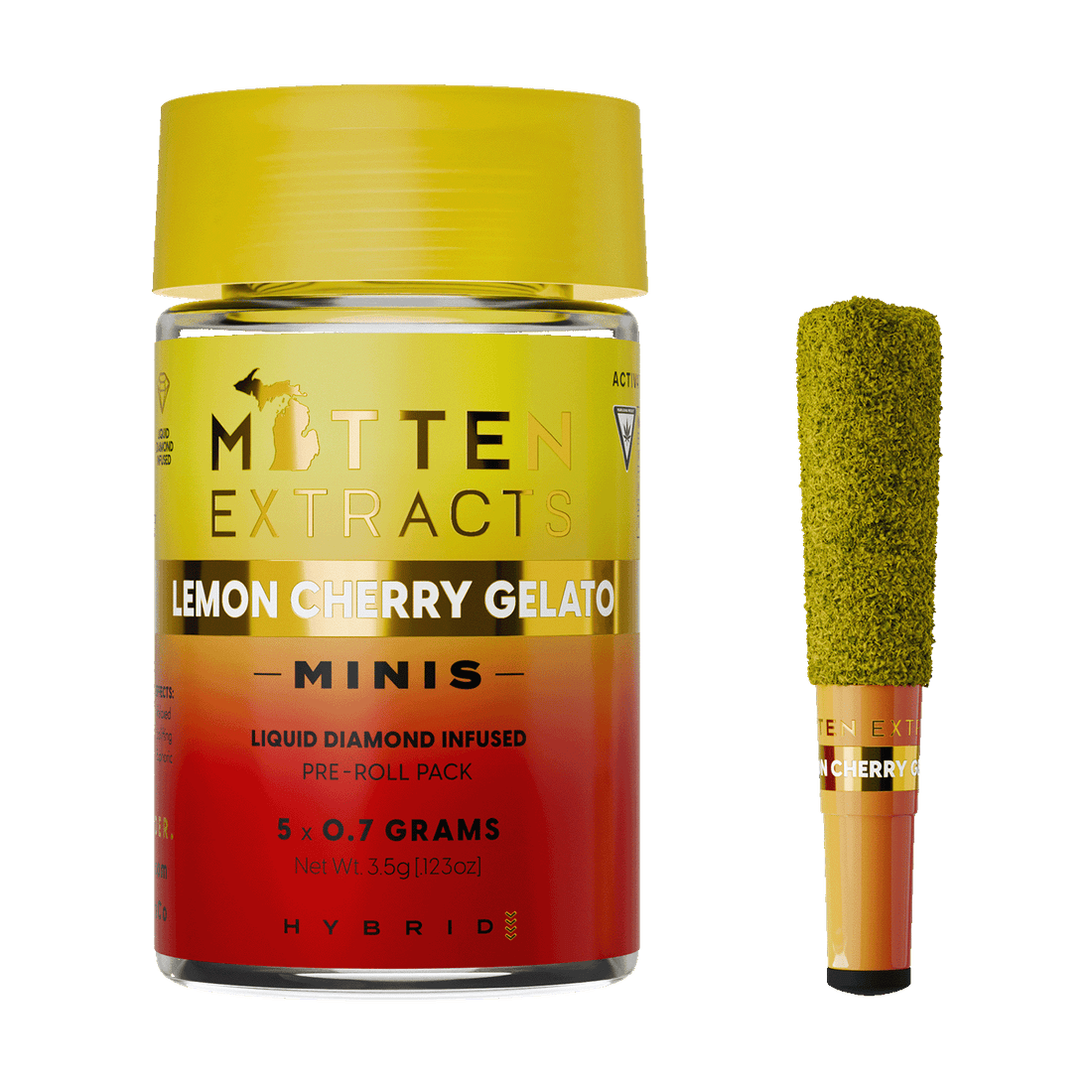 Lemon Cherry Gelato Premium Infused Pre-Roll Minis | Mitten Extracts