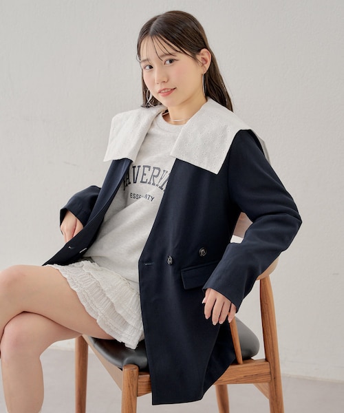 Chico】取り外しセーラービッグカラーオーバージャケット｜パル