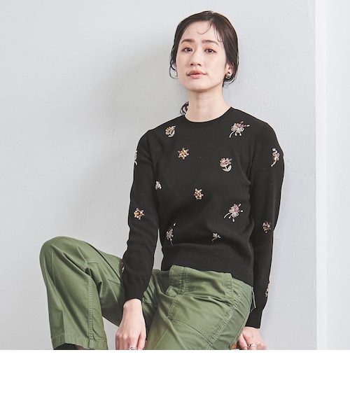 フラワー ビジュー ロングスリーブ ニット｜ユナイテッドアローズ