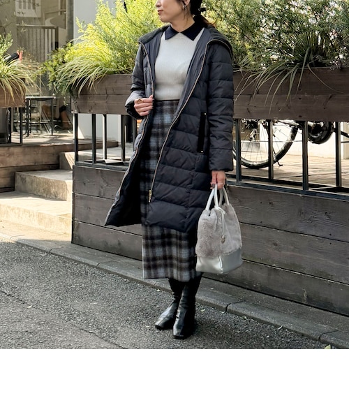 撥水》高密度タフタ×フェイクファーロングコート｜ノーリーズ