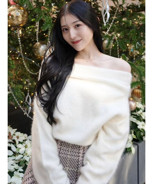 HIGH QUALITY/カンヘウォン着用】フォックスカシミヤオフショルプル