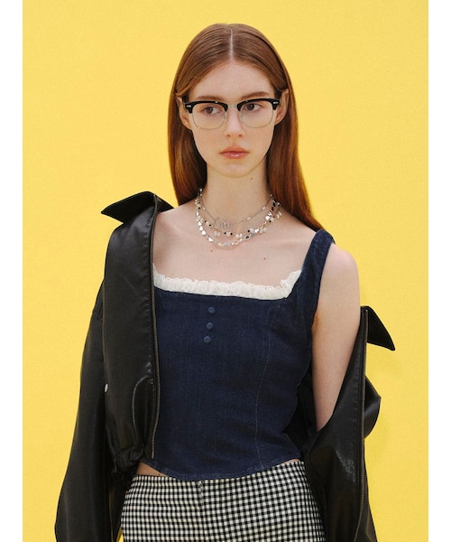 Lily Brownクリアビジュー デニム ビスチェ/ロングスカート サイズF