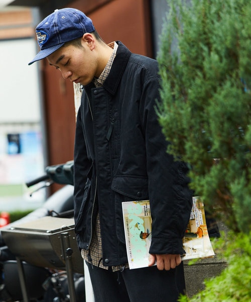 襟コーデュロイ切り替え コットン ナイロンブルゾン/フィッシング