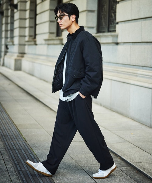 襟コーデュロイ切り替え コットン ナイロンブルゾン/フィッシング