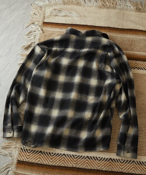 久遠×hxcyyd（エクシード） ダメージオンブレチェックシャツ