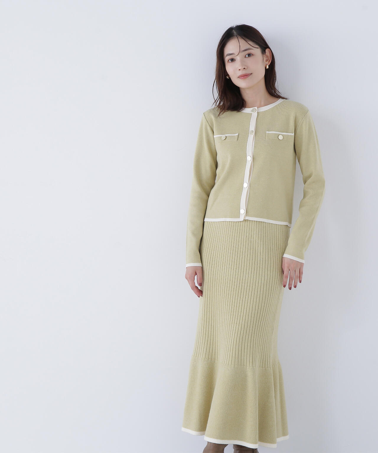 バイカラーニットジャケット＆スカート | NATURAL BEAUTY BASIC