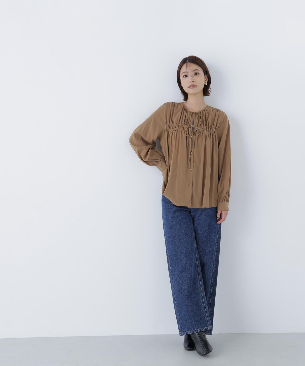 リボンギャザーブラウス | NATURAL BEAUTY BASIC（ナチュラル