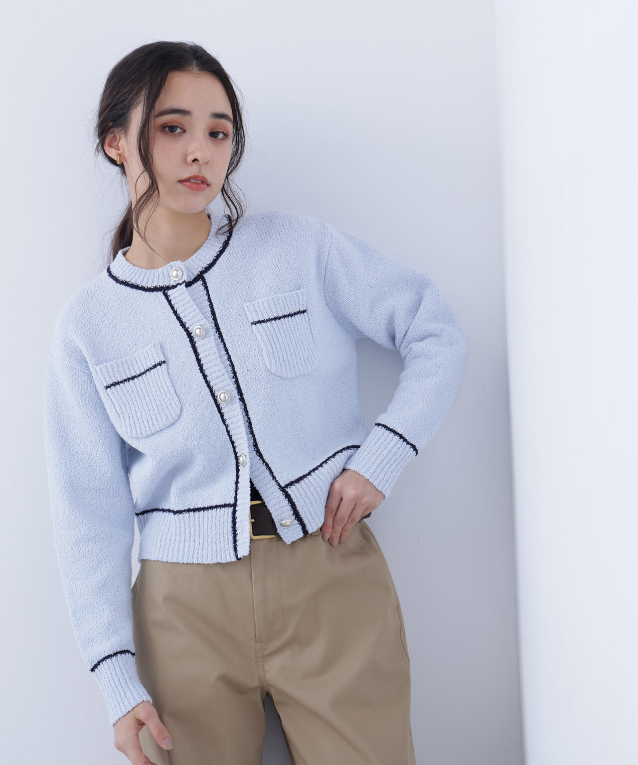 バイカラーラインポケットカーディガン | N. Natural Beauty Basic
