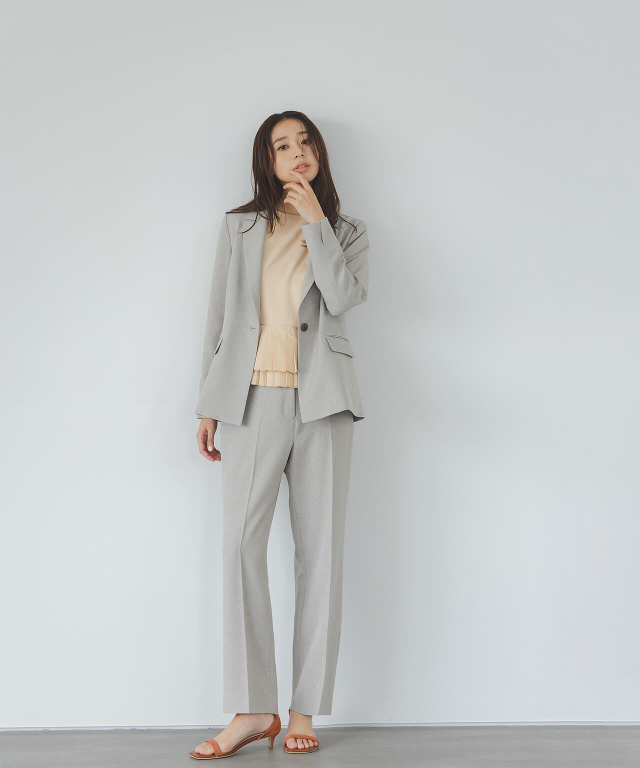 メランジシャークスキン SETUP ストレートパンツ | NATURAL BEAUTY