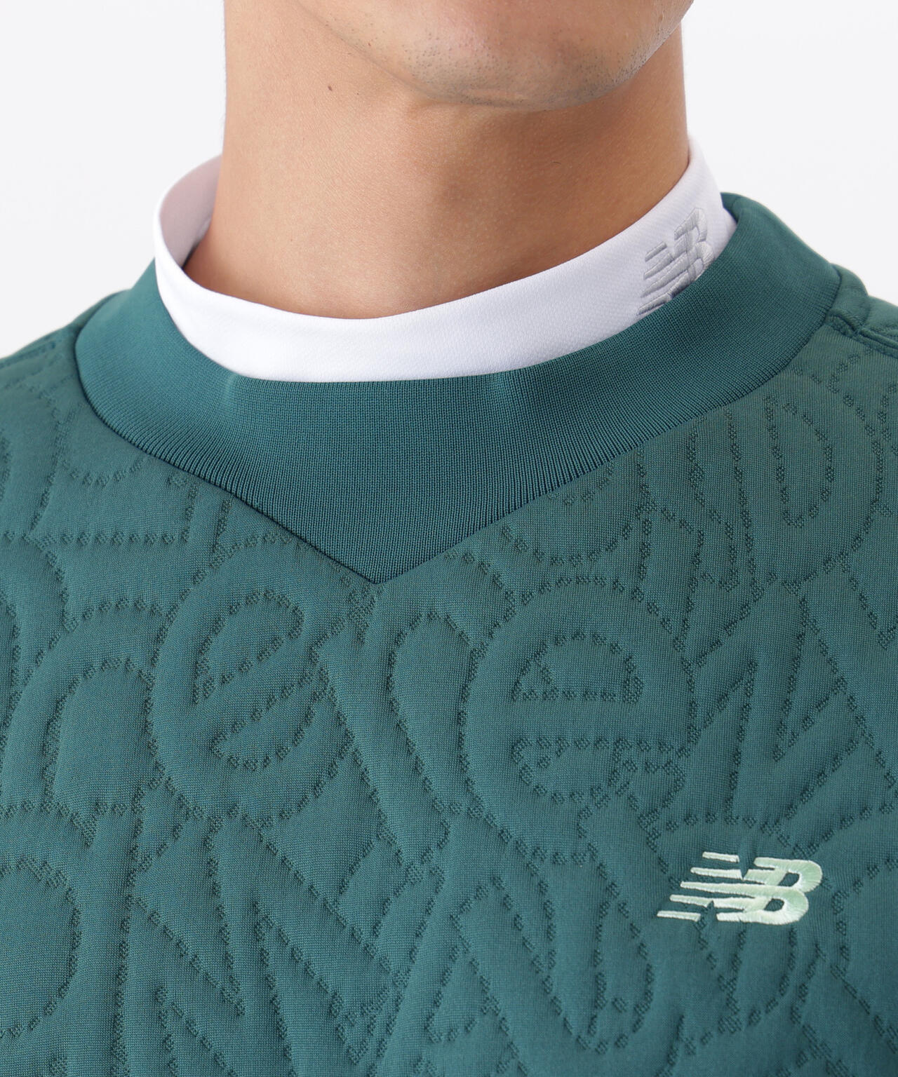 フローティングロゴキルト テクスチャー クルーネック プルオーバー