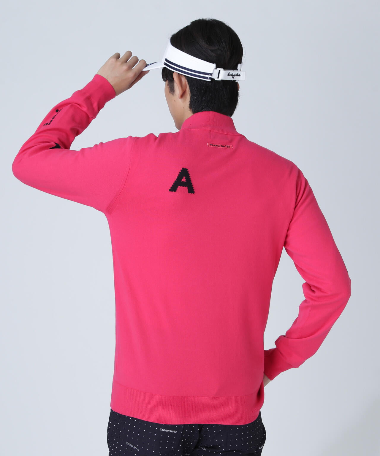 12G部分ジャガードカシミヤタッチコットンハイネックニットプル