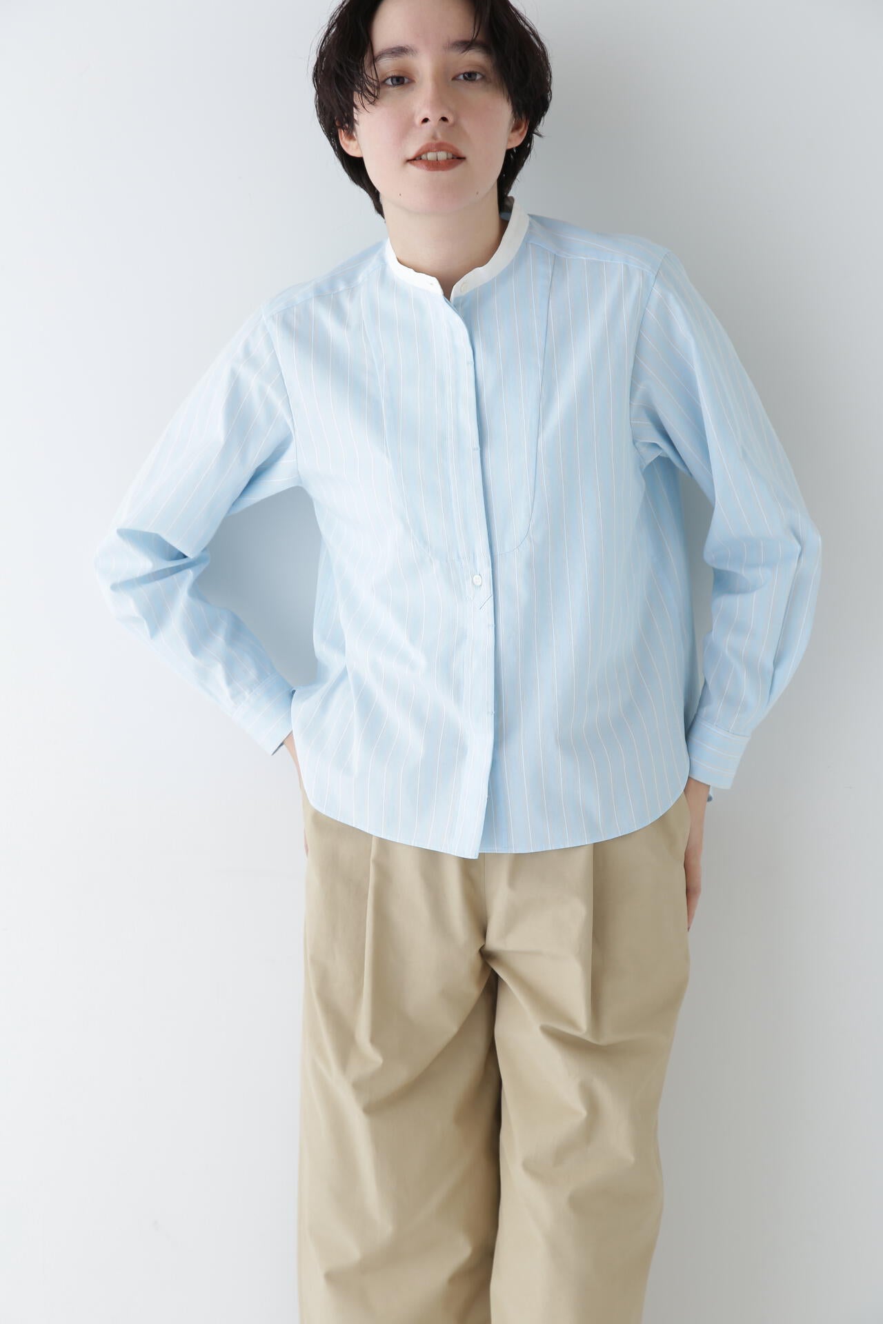 コットンドビーストライプクレリックシャツ | human woman（ヒューマン