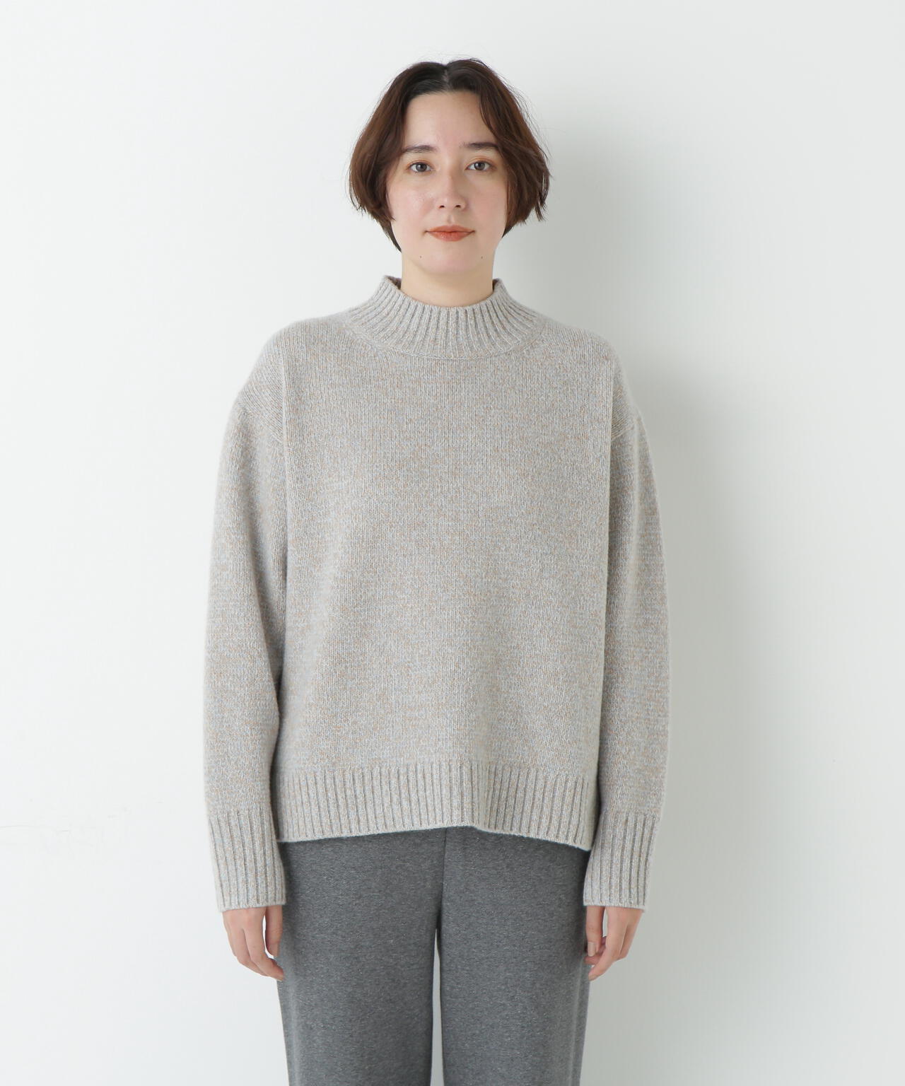 ≪洗える≫ウールローゲージMIXヤーンハイネックプルオーバー
