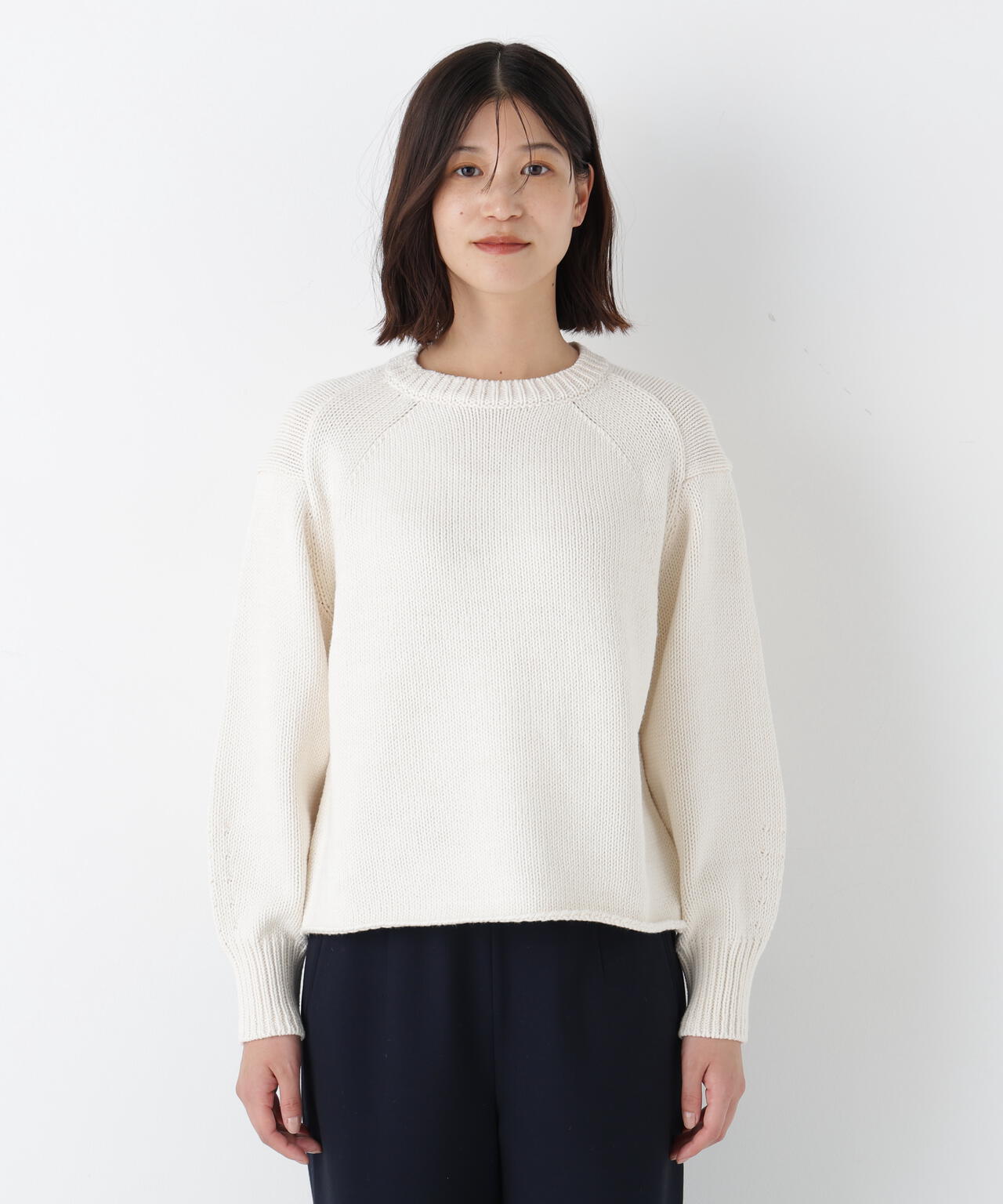 洗える》コットンミックスローゲージニットプルオーバー | human woman