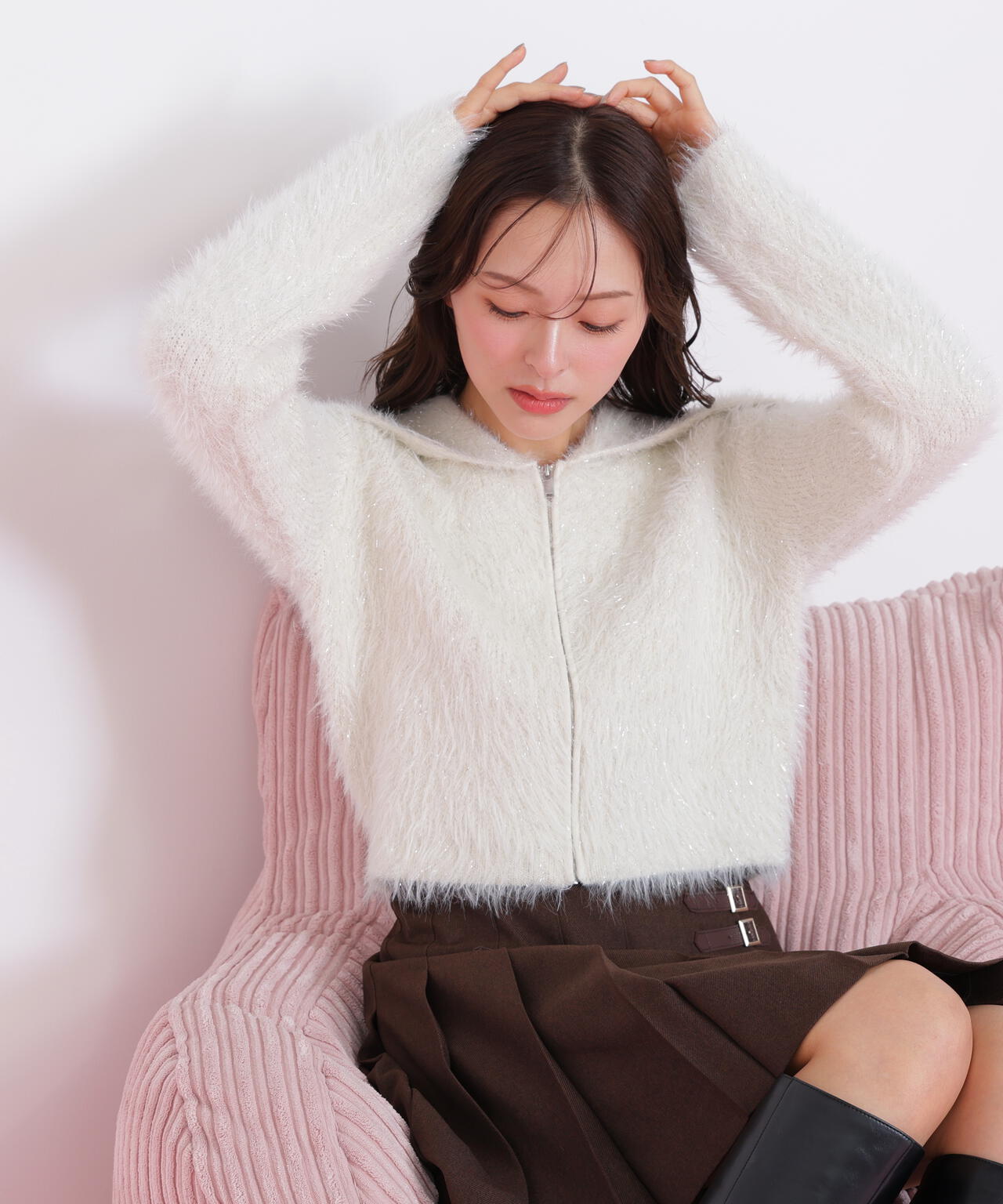 ラメフェザービッグカラーニットブルゾン | JILL by JILL STUART（ジル