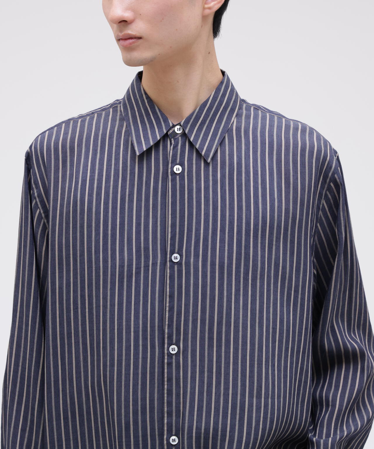 STUDIO NICHOLSON / LYOCELL SILK STRIPE BOXY OVERSIZED SHIRT | THE