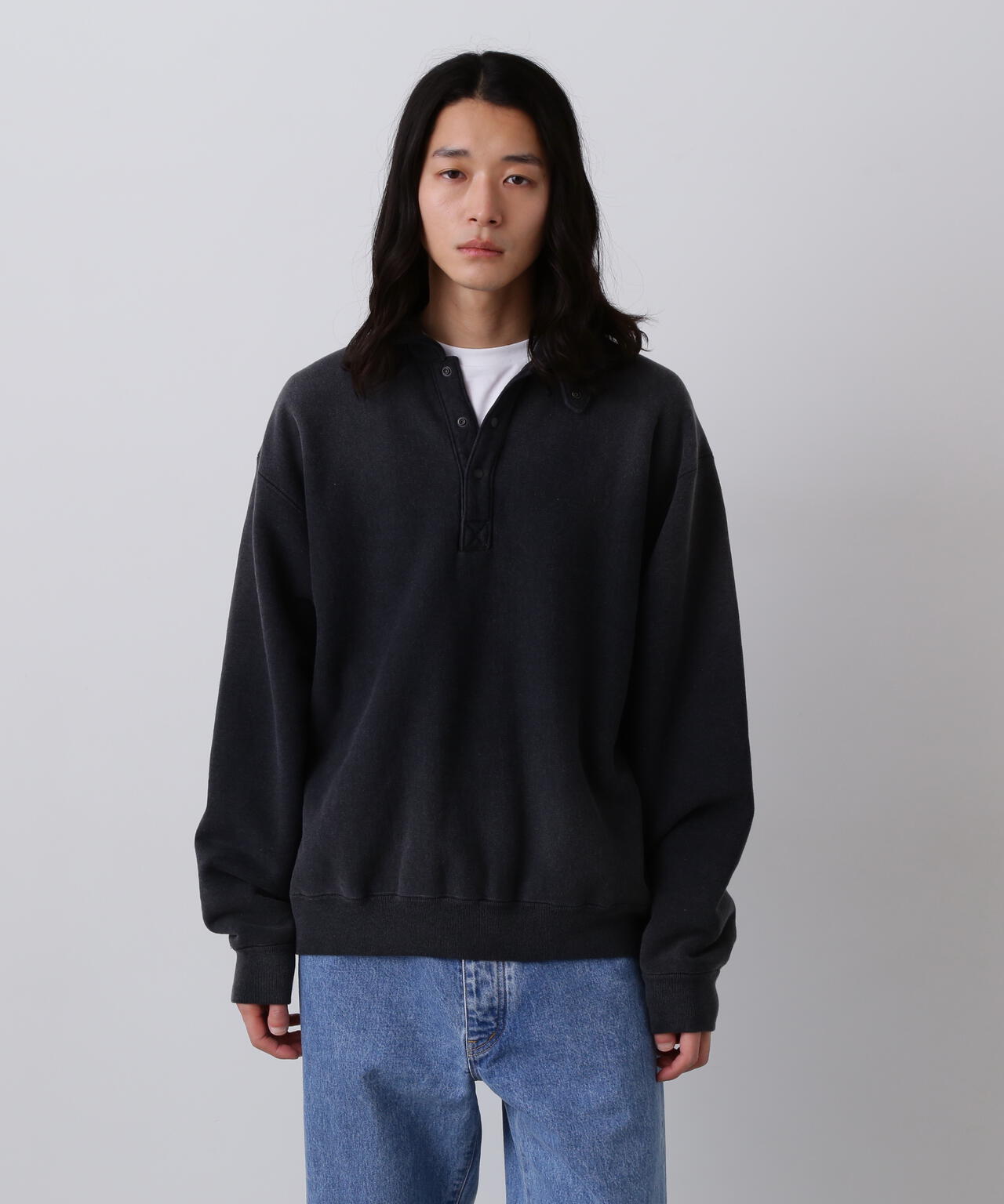 YLEVE / HEAVY WEIGHT FLEECE BLEACH SNAP PULL OVER | YLÈVE