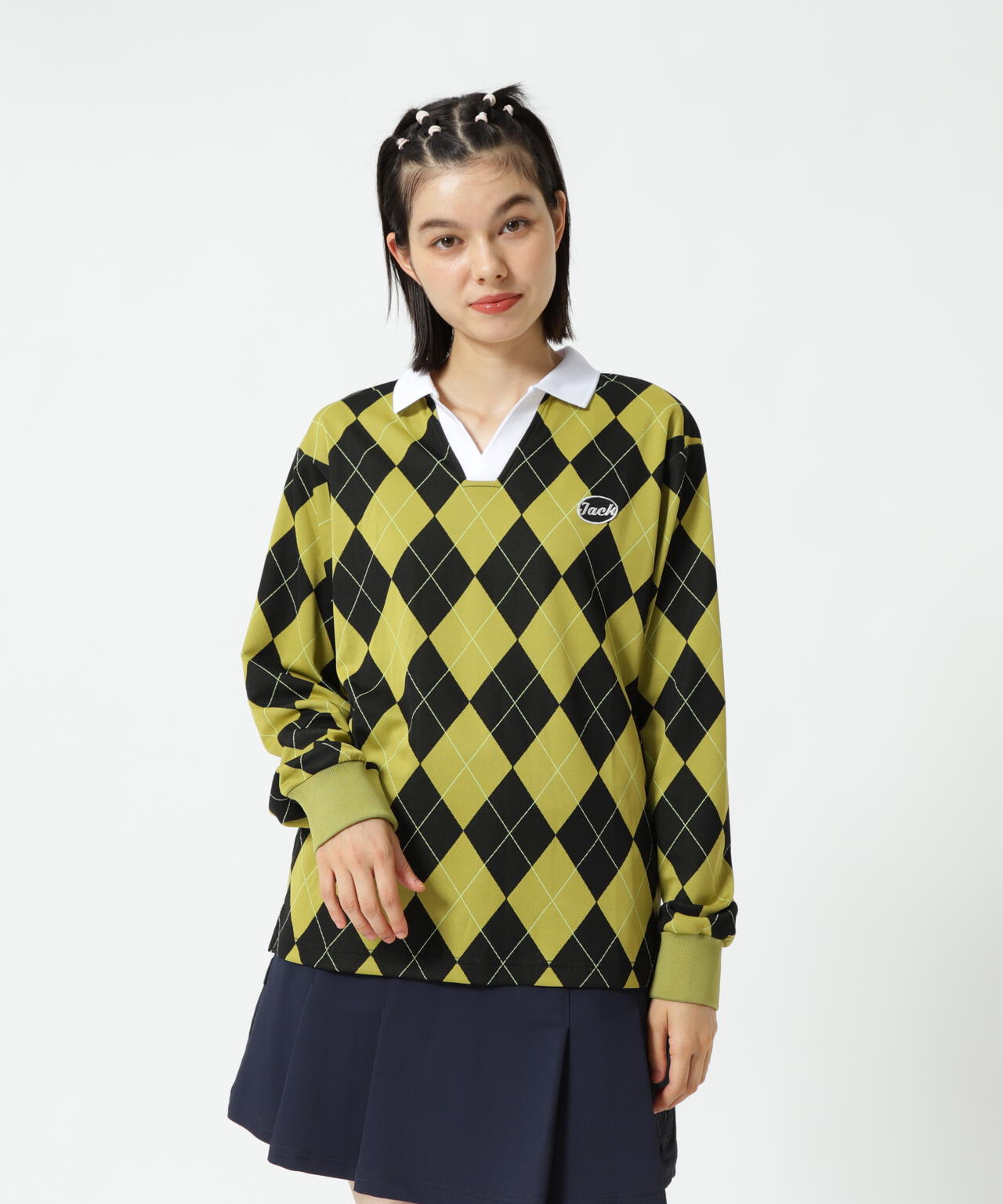 アーガイルジャガード長袖ポロシャツ | Jack Bunny!!（ジャックバニー