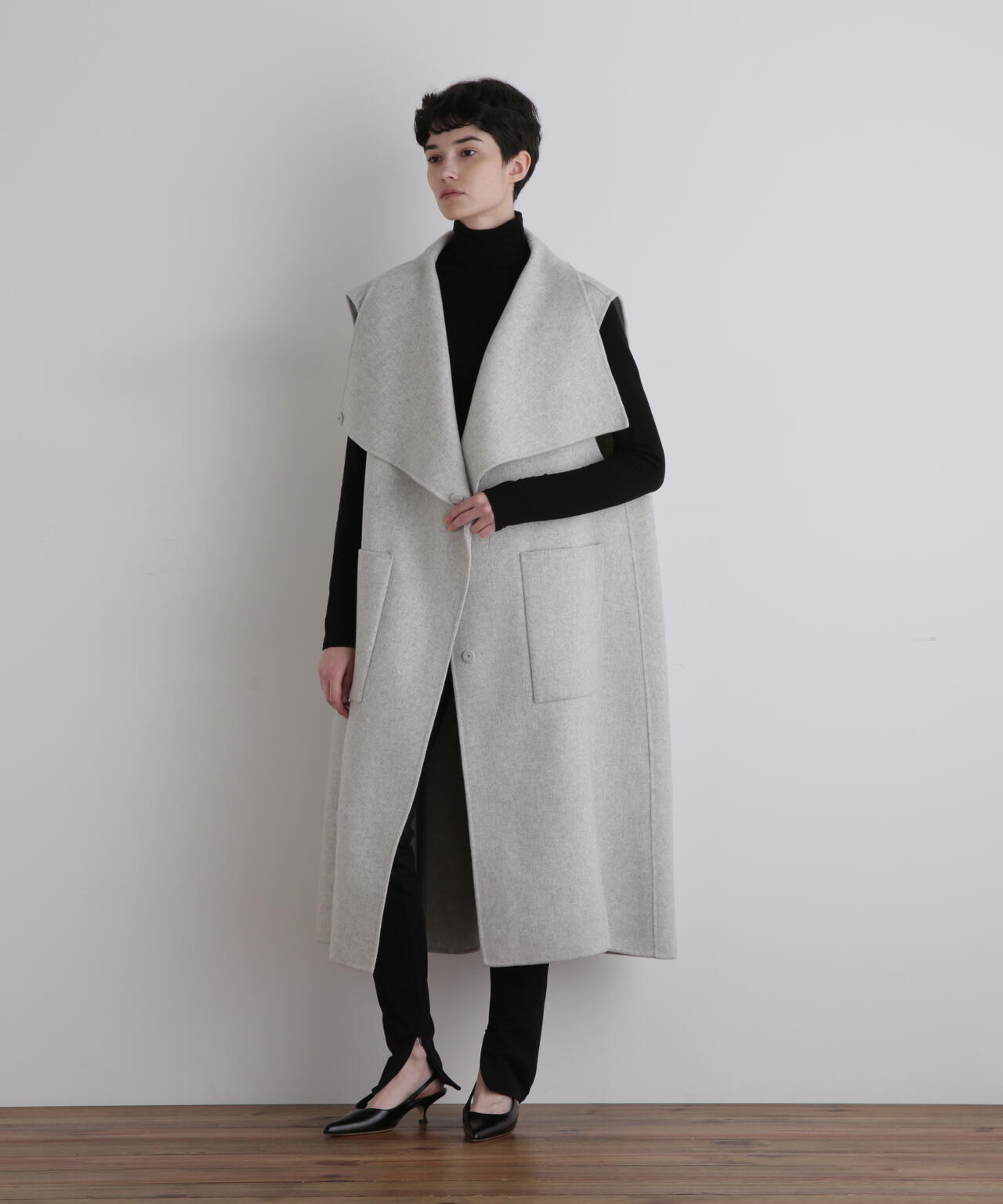 ソフトウールリバーオーバーサイズロングジレ | LE PHIL（ル フィル