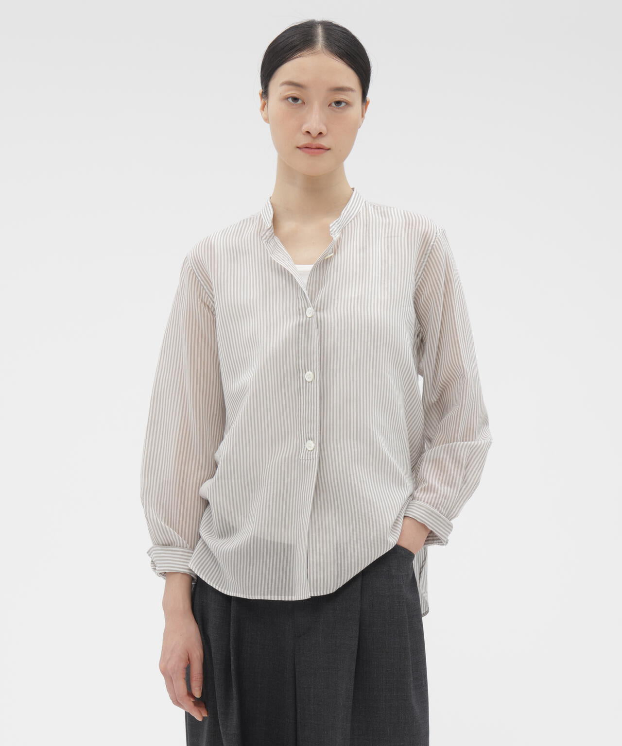 COTTON SILK STRIPE SHIRT | MARGARET HOWELL（マーガレット・ハウエル