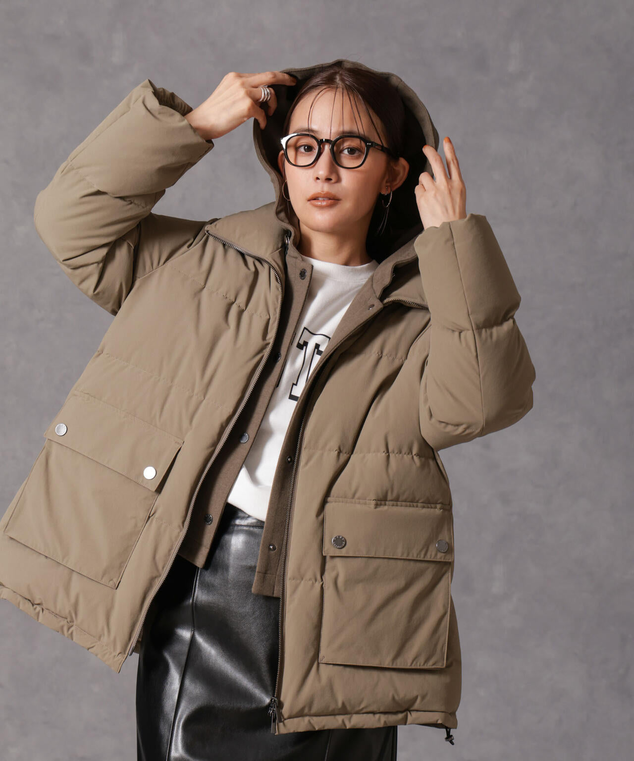 西川ダウン(R)」2WAY異素材フードダウン | NANO universe（ナノ