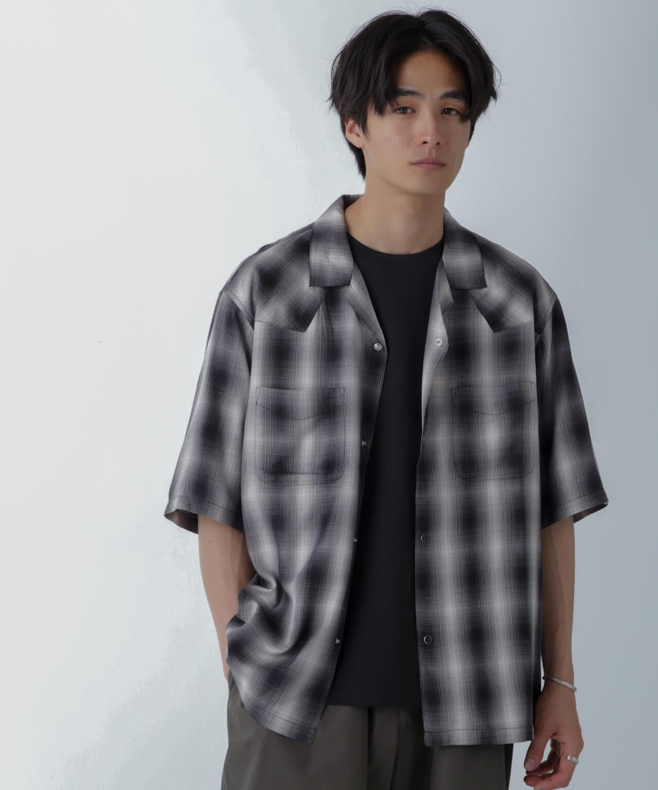 レーヨンオンブレチェックシャツ 半袖 | NANO universe（ナノ