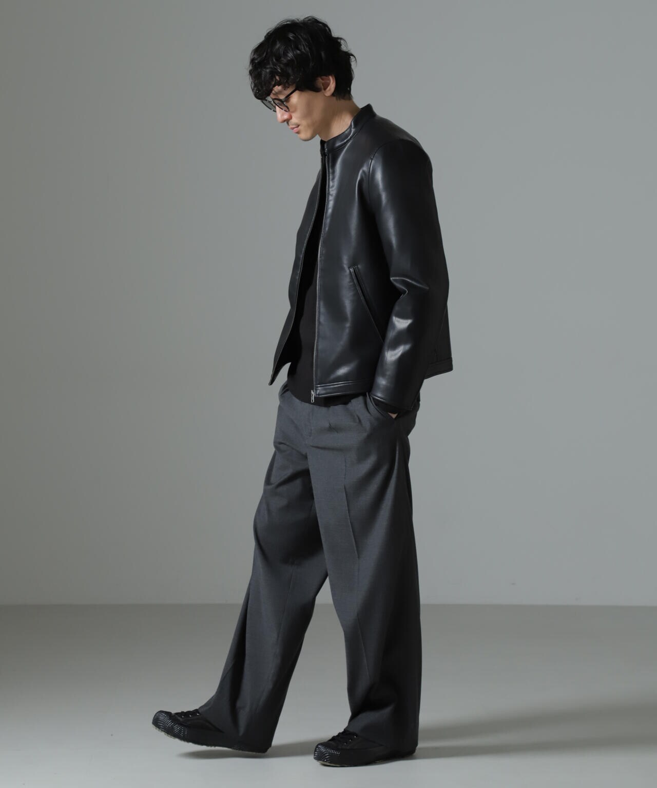 フェイクレザーシングルライダースジャケット | NANO universe（ナノ