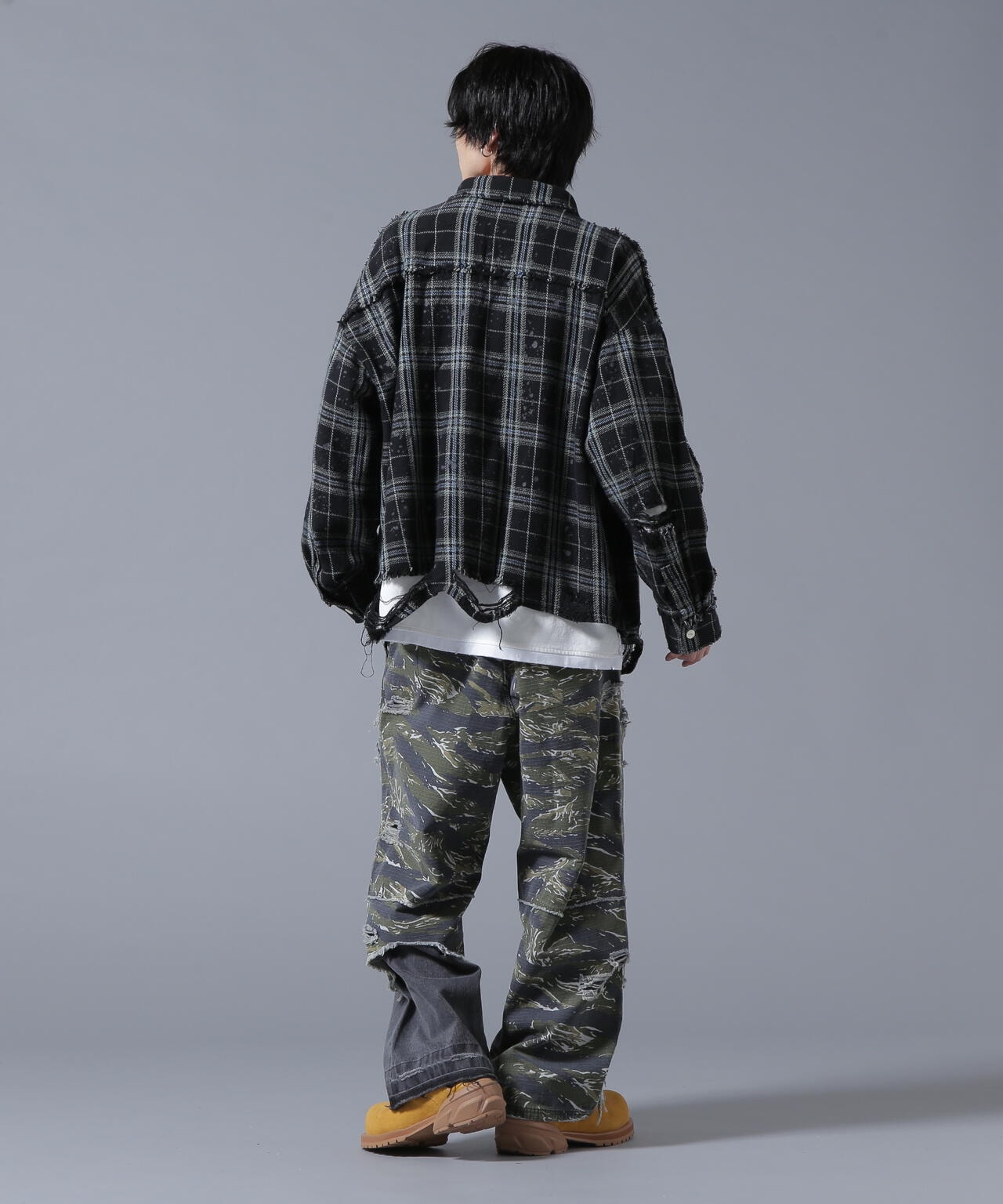 DankeSchon/ダンケシェーン/PIGMENT DAMAGE FLANNEL CHECK LONG SLEEVE
