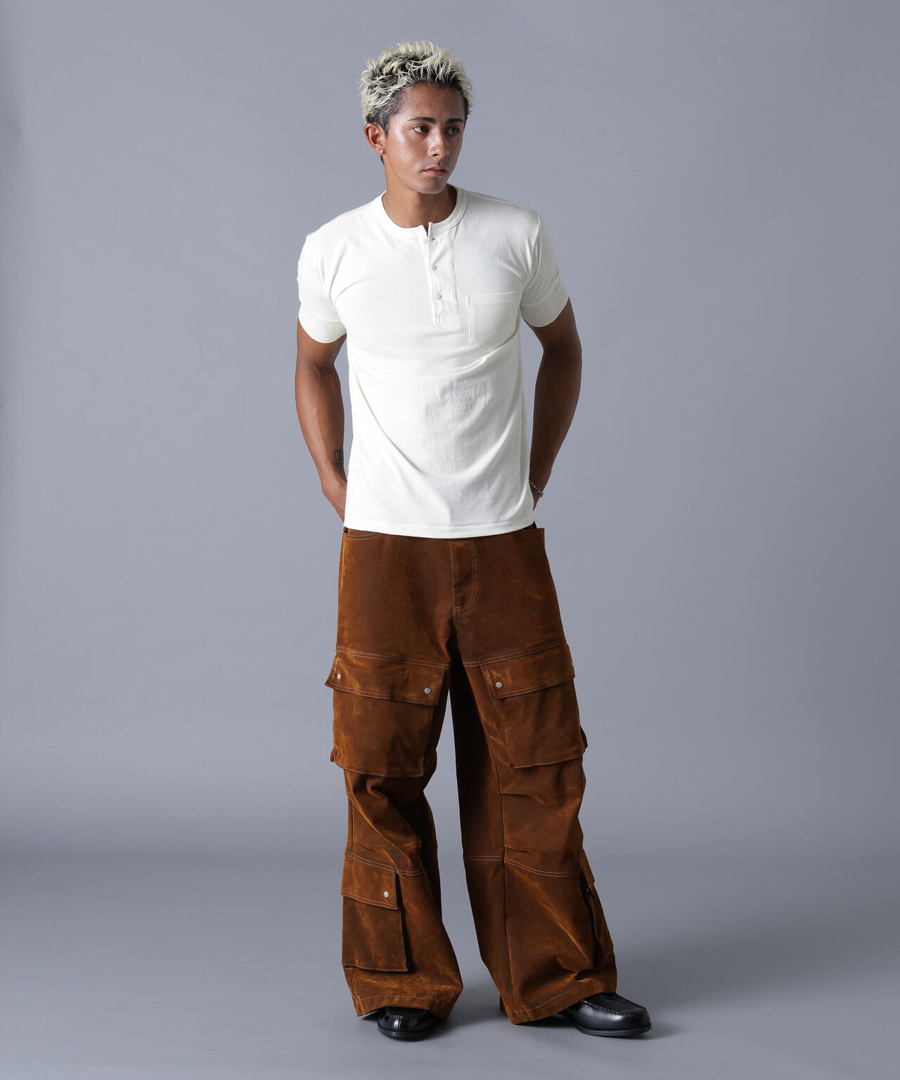 DankeSchon/ダンケシェーン/FLOCKY DENIM FLARE CARGO PANTS | L.H.P