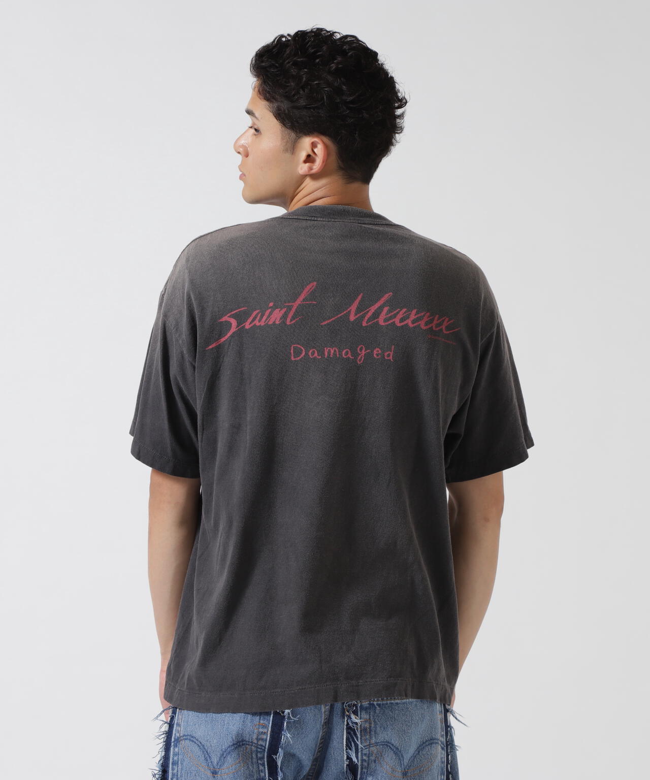 SAINT MICHAEL/セントマイケル/SS TEE DAMAGED BLACK | ROYAL FLASH