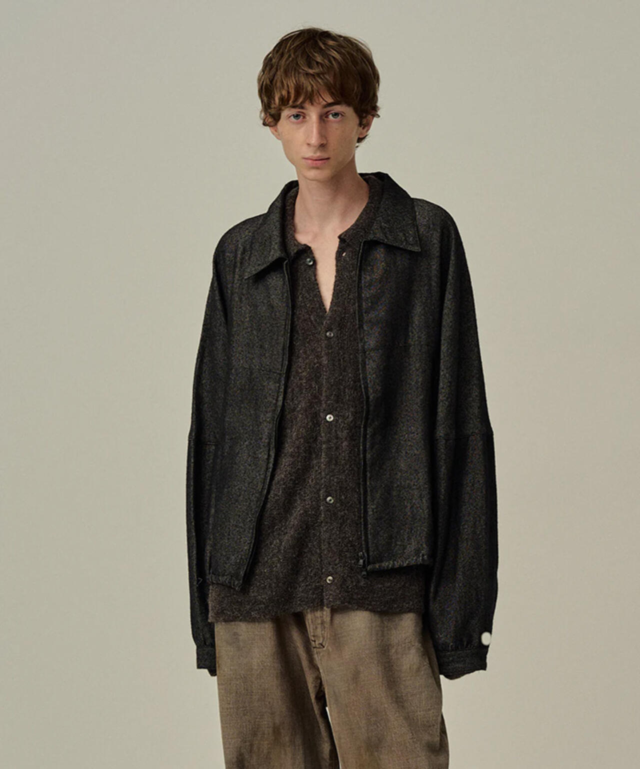 ANCELLM/アンセルム/SHRINK WOOL SHORT ZIPUP SHIRT JACKET | GARDEN