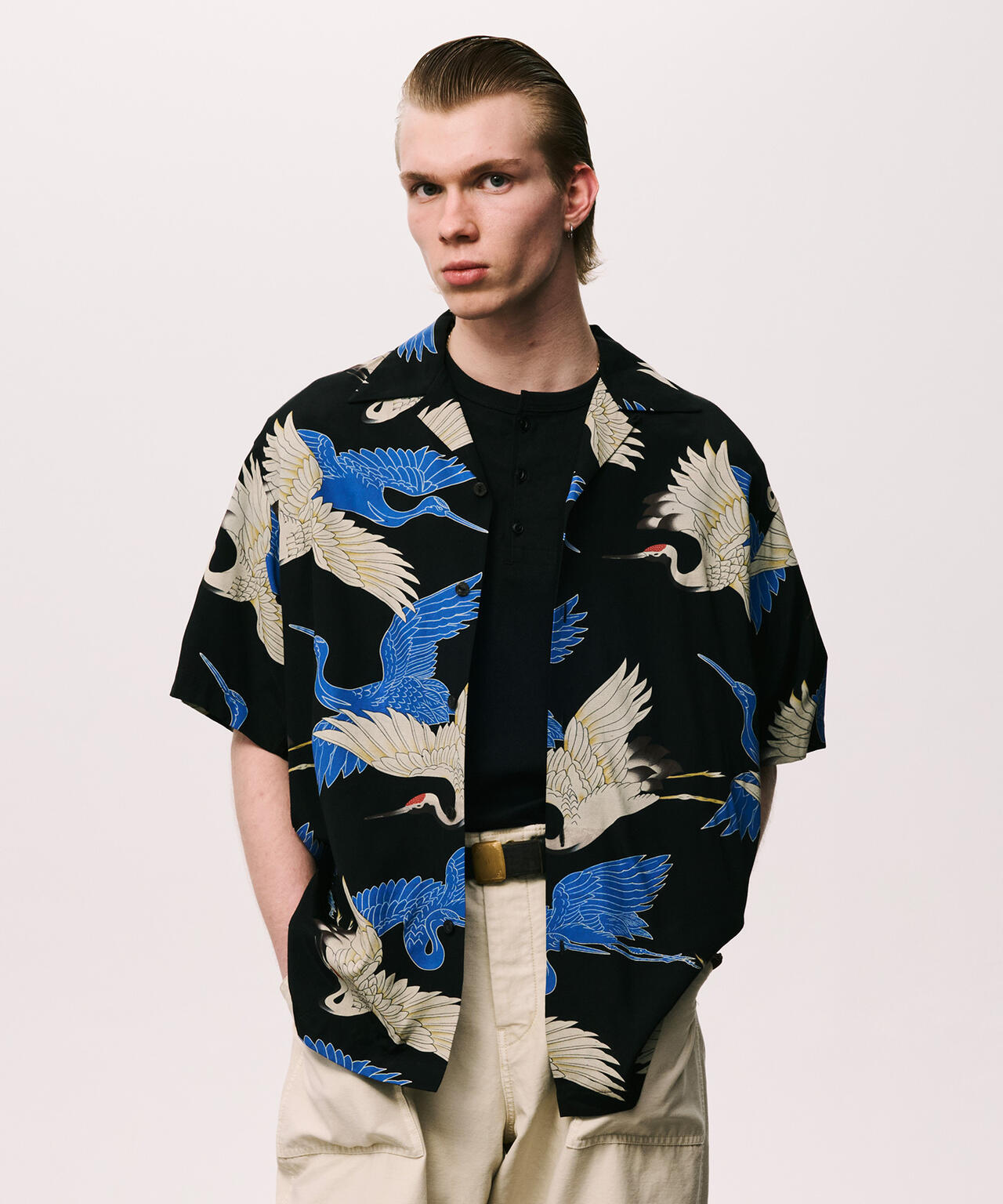 PJ/×パイナップルジュース/RAYON SHIRT CRANE/レーヨンシャツ クレーン