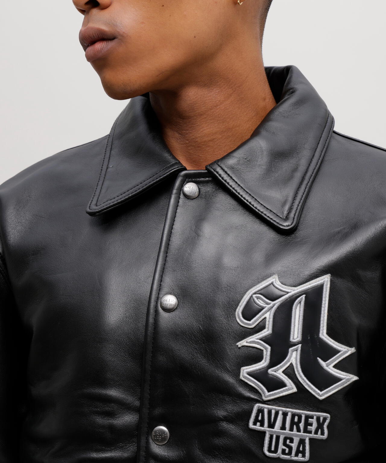 50th Anniversary》GRAPHIC VARSITY LEATHER JACKET | AVIREX
