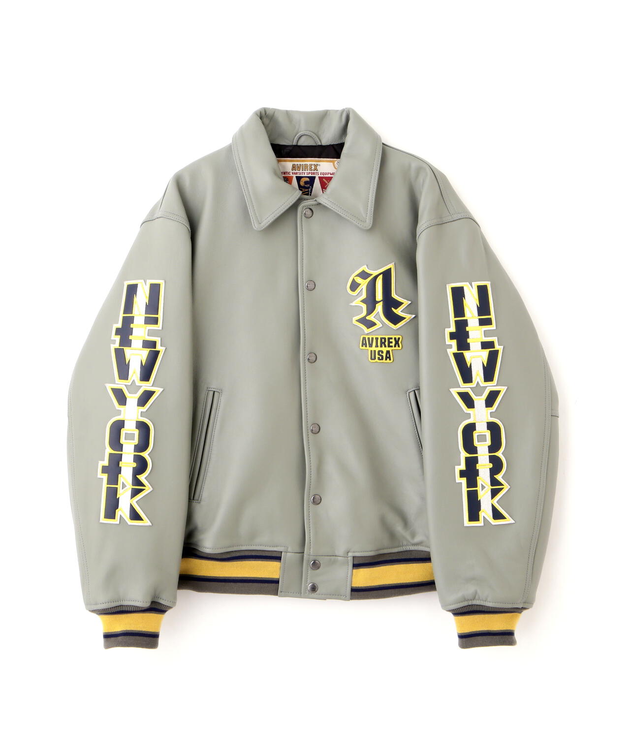 50th Anniversary》GRAPHIC VARSITY LEATHER JACKET | AVIREX