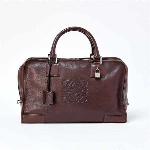 LOEWE アマソナ 35 ハンドバッグ ブラウン シルバー レザー