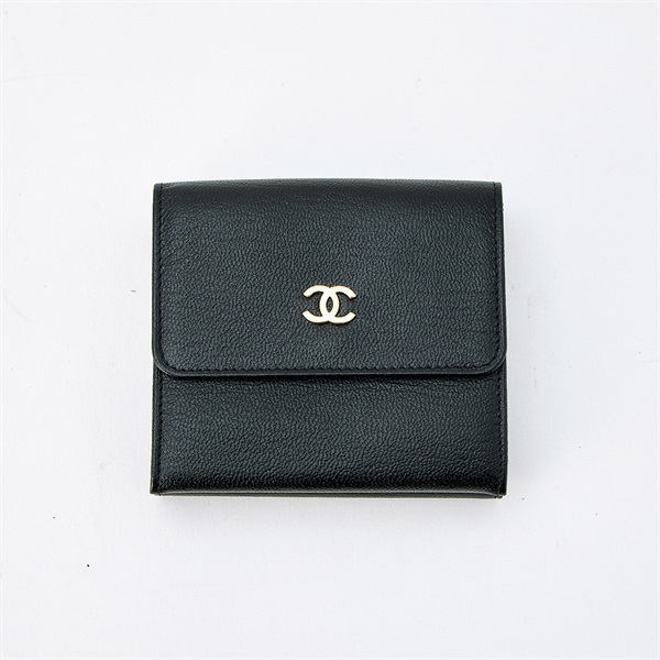 CHANEL ココマーク 2000年 コンパクトウォレット ブラック ゴールド