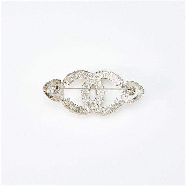 CHANEL ココマーク ブローチ シルバー GP ラインストーン フェイク