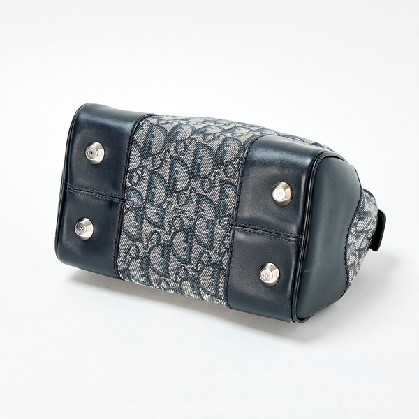 Christian Dior ミニボストン トロッター ミニ ハンドバッグ ネイビー