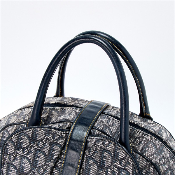 Christian Dior ダブルサドル ハンドバッグ ネイビー ゴールド