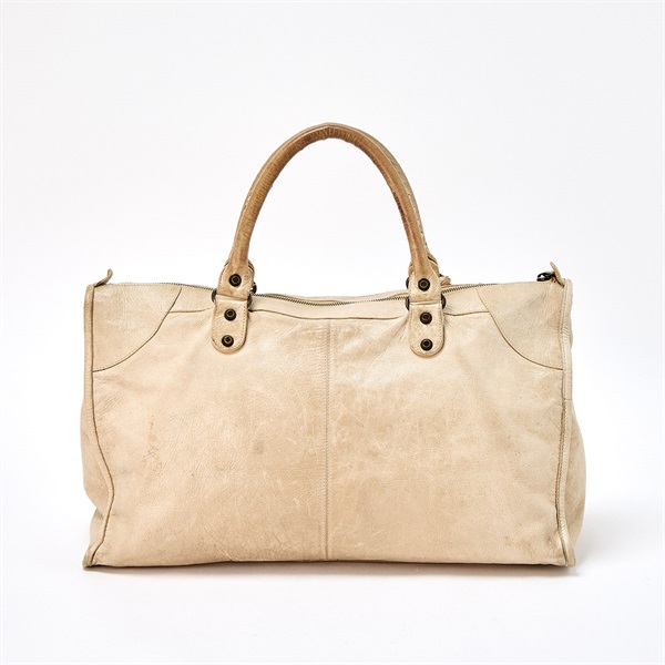 BALENCIAGA シティ ハンドバッグ ベージュ マットゴールド レザー