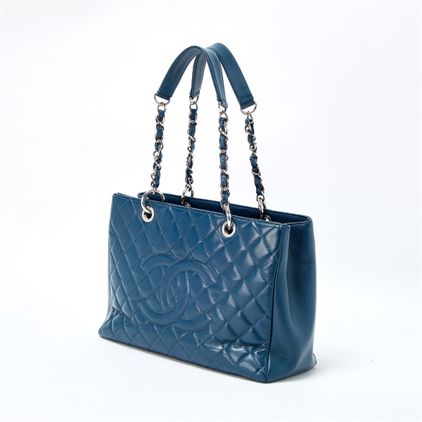 CHANEL GST チェーントート 2013年頃 トートバッグ ブルー シルバー